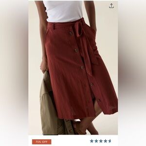 BEAUFORT & BLAKE Women's Button-Front Midi Skirt in Deep Rust